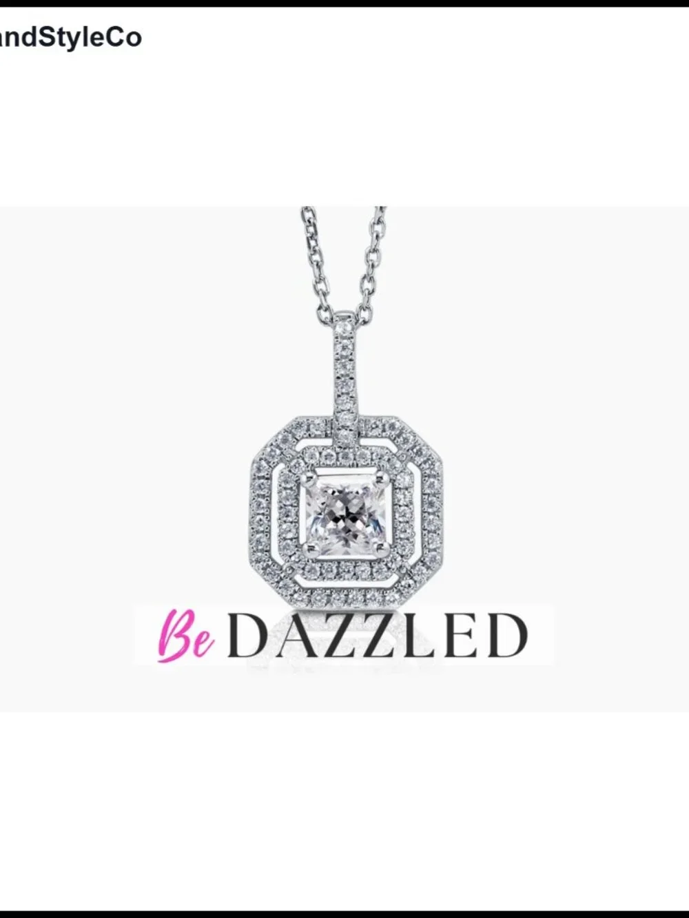 Sterling Silver Halo Pendant Necklace CZ Pear Cut 16